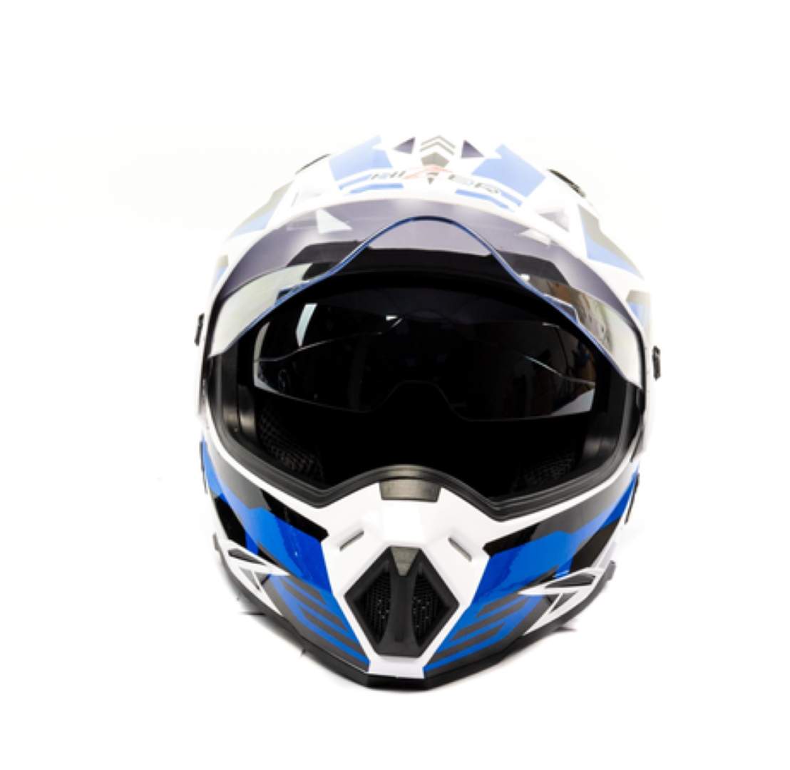 Шлем мото мотард HIZER J6802 №6 (M) white/blue (2 визора)