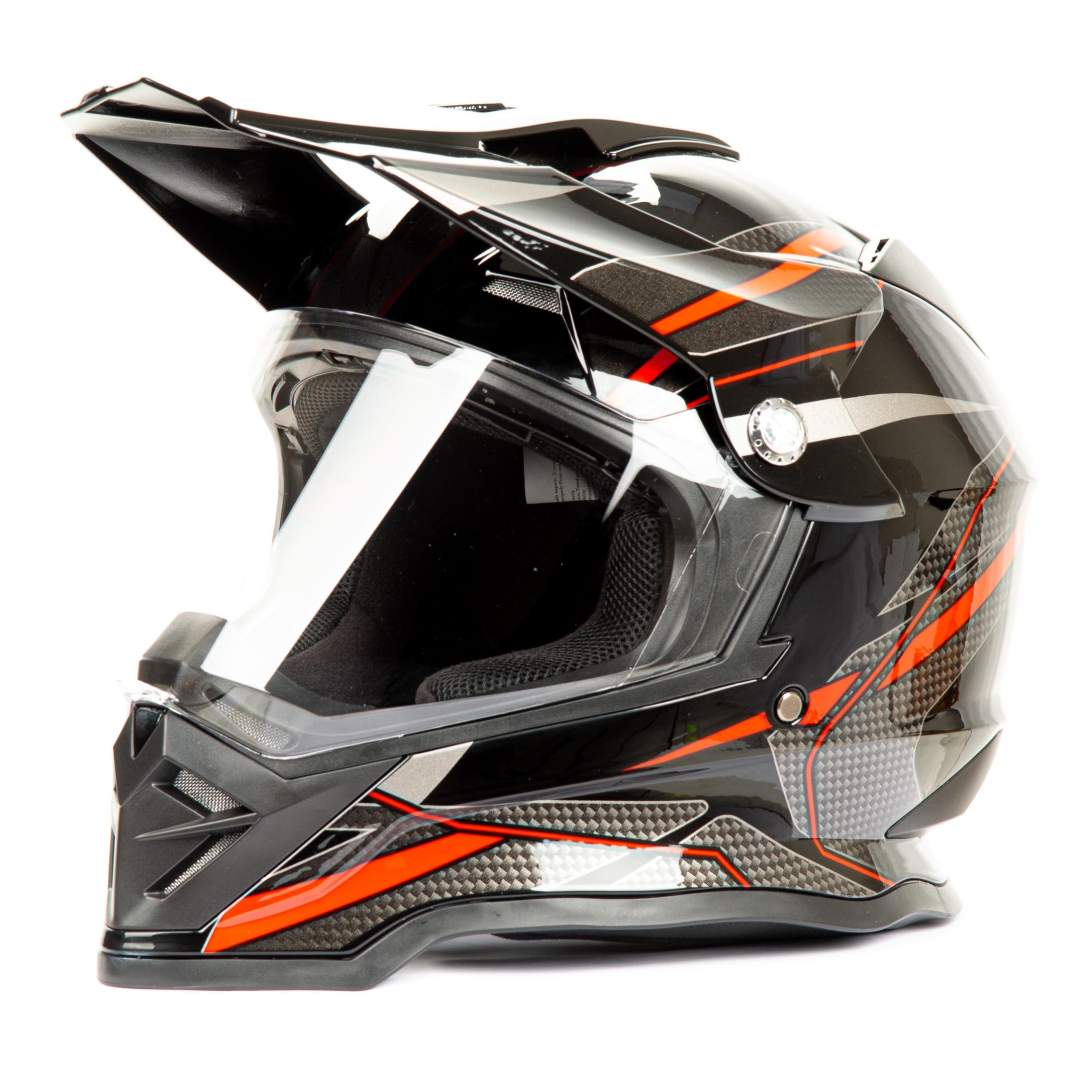 Шлем мото мотард HIZER B6197-1 №5 (XL) black/red