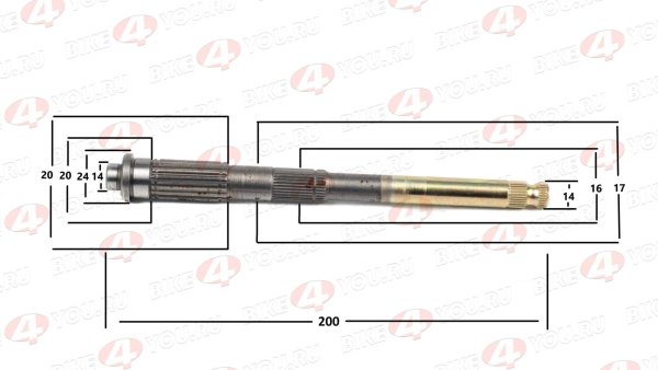 Вал кикстартера голый 139FMB,147FMH 50-70см3