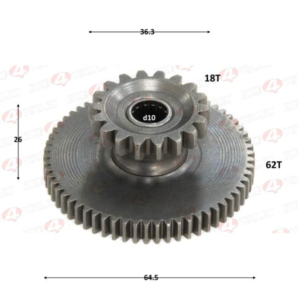 Шестерня большая двойная редукт. стартера 156FMI(CB125D)161FMJ(CB150D)163FML-2(CB200-C)169FML(CB200)