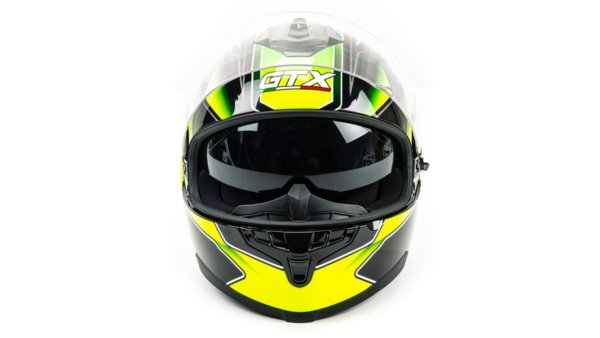 Шлем мото интеграл GTX 5672 #3 (S) BLACK/FLUO YELLOW GREEN (2 визора)