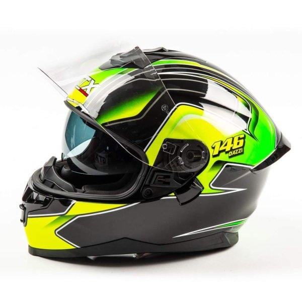 Шлем мото интеграл GTX 5672 #3 (M) BLACK/FLUO YELLOW GREEN (2 визора)