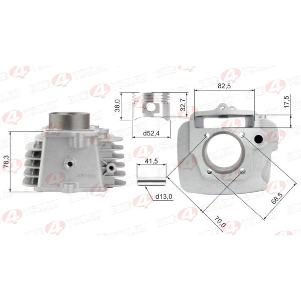 ЦПГ (поршневая) 152FMI 125см3 (C120)(52,4*55,5) алюминиевая (68,75/69,5/78,3/13) ZS X-TECH